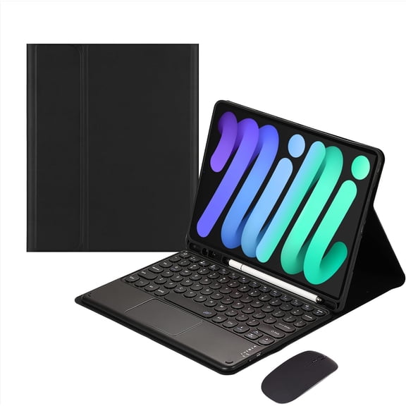 Touch keyboard case suitable for iPad mini 7 (A17 Pro) and iPad mini 6 8.3-inch (black)
