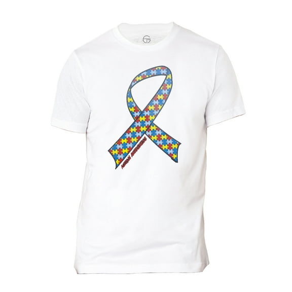 Autism Awareness Ribbon Mens Short-Sleeve T-Shirt - White - X-Large
