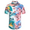 thumbnail image 1 of Lars Amadeus Camisas hawaianas de playa con botones estampados florales tropicales de verano para hombre Verde azul XXL Unique Bargains Camisas, 1 of 6