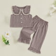 thumbnail image 2 of Wxirdiow Outfits for Toddlers Toddler Baby Girl Outfit Summer Sleeveless Plaid Crop Tank Tops Wide Leg Pants Set 2PCS Clothes Brown Size,18-24 Months, 2 of 3