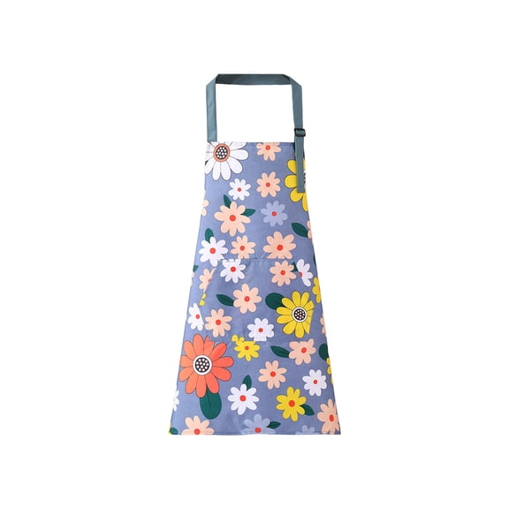 Floral Printed Apron,Adjustable Neck Stain Resistant Work Bib Apron with Front Pocket for Home Kitchen Cooking Backyard Grilling