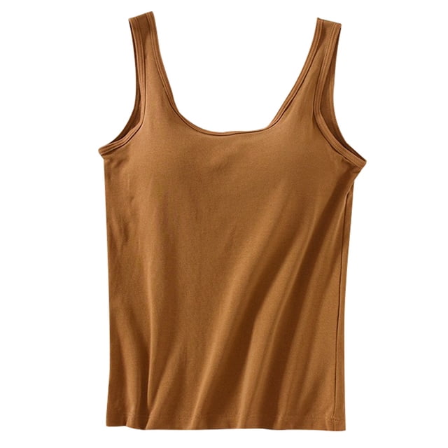 Classe de Produit Débardeurs pour Femmes & - Débardeurs pour Femmes avec Soutiens-Gorge Intégrés 2024 Été Décontracté Col Rond Sans Manches Camisole Rembourrée Hauts d'Entraînement