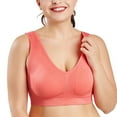 thumbnail image 4 of Gymayou Women’s Low Impact Sports Bra Seamless Comfort Workout Bra Wire Free V-Neck Vest Style Sleep Bra Watermelon Red 4XL, 4 of 4