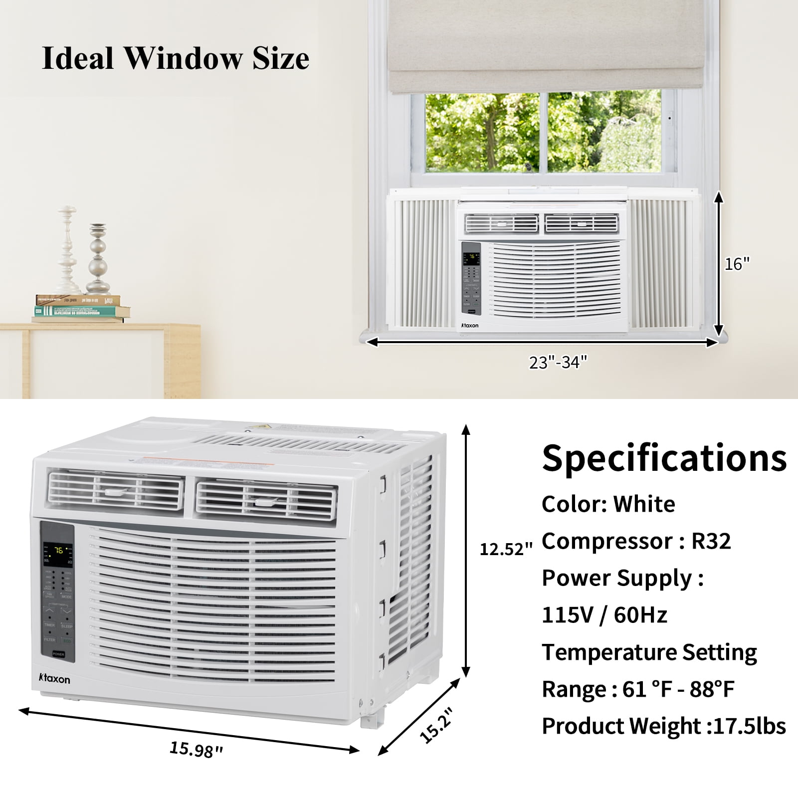Ktaxon WiFi Wnabled 6000BTU Window Air Conditioner With Remote, White