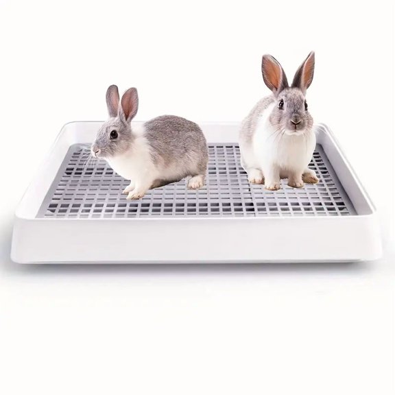 Corner Rabbit Litter Box - Odor-Proof PVC Tray, Easy-Clean - White Grid for Rabbits & Small Animals - Indoor Cage Accessory for Pet Owners