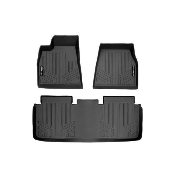 SMARTLINER Custom Fit Floor Mats 2 Row Liner Set Black Compatible With 2015-2019 Tesla Model S