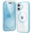 thumbnail image 1 of Fanzc-pour Étui iPhone 16 Plus : Étui Transparente Protection Anti-Choc Militaire Anti-Jaunissement - Cyan17, 1 of 4