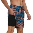 thumbnail image 3 of Balery Tropical Leaves Mens Swim Trunks Swim Shorts for Men Quick Dry Inseam Beach Shorts with Compression Liner Pocket-X-Large, 3 of 9