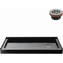 Streamline GB-2515-64-BL 60 in. x 32 in. Alcove Acrylic Shower Base in Glossy Black With Right Drain, Drain Included
