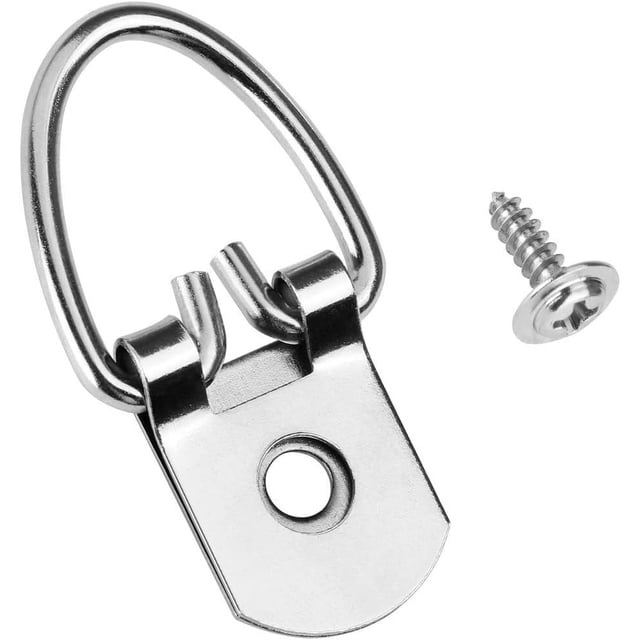 D Ring Picture Hangers kit Frame Hanging Hardware with Screw Pack of Single Hole 60 Pcs