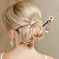 thumbnail image 2 of Unique Bargains 1 Pc Hair Chopstick Classic Flower Tassel Hair Hairpin Black Red White, 2 of 5