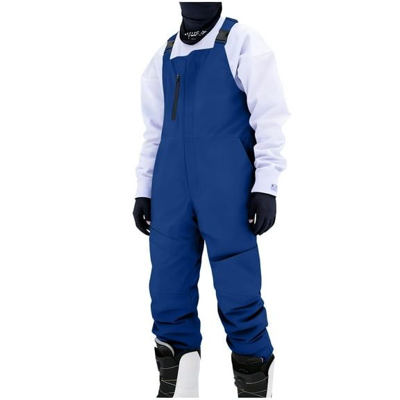 FAVIPT Winter Bib Overalls for Men Windproof Waterproof Ski Bib Overalls Outdoor Ski Snowboarding Pants Insulated Warm Ski Pants 2025 Blue,XXL
