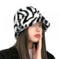 thumbnail image 1 of Winter Faux Fur Bucket Hat Fluffy Warm Hat for Women Men, 1 of 5