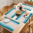 thumbnail image 5 of Blue Stripes Placemats Set of 4 Modern Gradient Abstract Striped Lines Place Mats Indoor Wipeable Table Mats Washable Cloth Dining Table Placemats for Kitchen Holiday Party Home Decor 13x19 Inch, 5 of 9