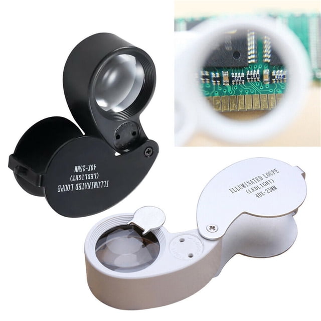 Fiudx Lupa de Bolsillo para Joyería 40X, con Luz Led, Lente de 25 Mm, Alta Claridad, Diseño Compacto, Aleación de Aluminio Ligera, Ideal para Oficina, Hogar y Escuela, Fácil Reemplazo de Batería, Pes