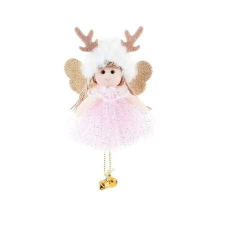 

Dezsed Christmas Tree Creative Decoration Pendant Cute Angel Lace Doll Ornament Pink