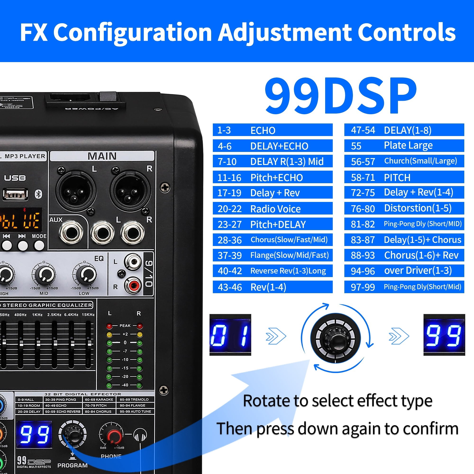 S-10 Dj Mixer Professional 10 Channel with MP3 Player 99 DSP Digital Mixer and Effect