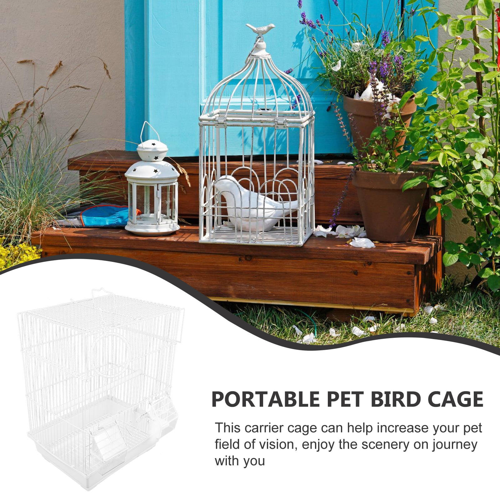 QIFULL 1Set Outdoor Wire Pet Bird Cage Metal Carrier for Comfortable Parrot Travel