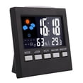 thumbnail image 3 of Reloj Pcapzz con termómetro, calendario digital, despertador digital, reloj de escritorio a pilas con pantalla LCD grande y sensor de humedad para casa y oficina, color negro., 3 of 8