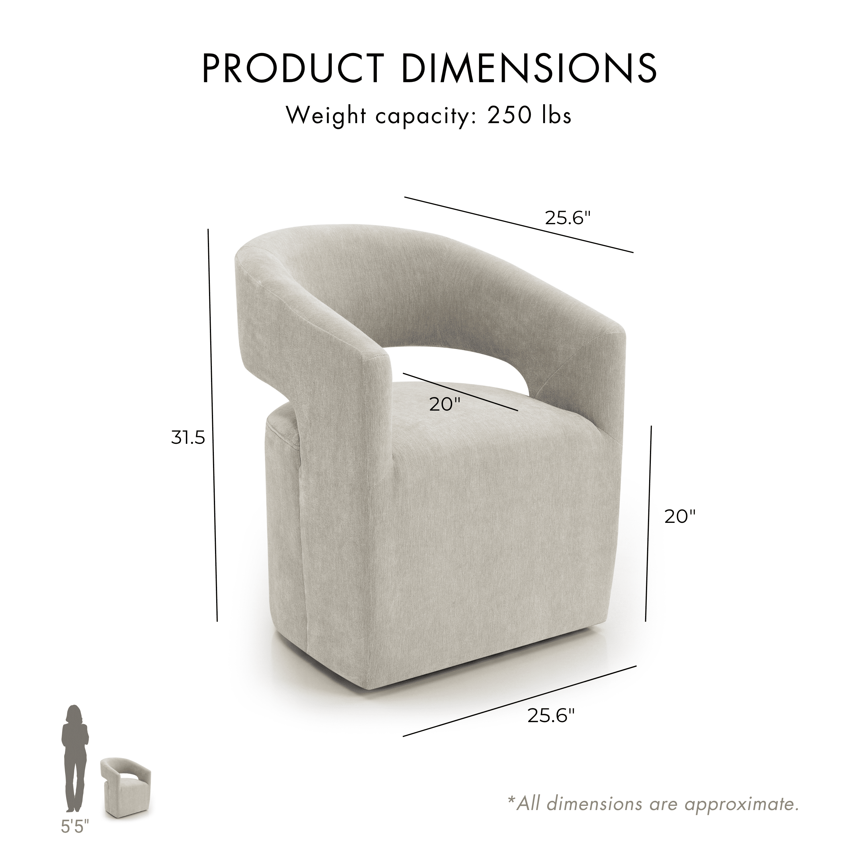 Furniture of America Arize Modern Fabric Barel Back Accent Chair with Casters, Taupe