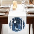 thumbnail image 5 of Winter Wolves Blue Pine Tree Forest Table Runner 13x90in Non-Slip Cotton Linen Table Runners, Winter Snowflakes Dresser Scarves TableRunner for Dinner Kitchen Dining Wedding Party, 5 of 9