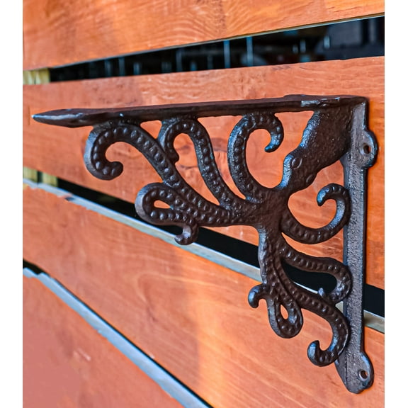 Set Of 2 Nautical Marine Kraken Monster Giant Sea Octopus Wall Or Shelf Brackets