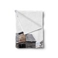 thumbnail image 2 of Western Soft Flannel Fleece Throw Blanket, Old Wooden Wagons from 20's in Ghost Town Antique Wyoming Wheels Artwork Print, Cozy Plush for Indoor and Outdoor Use, 70" x 90", Brown White, by Ambesonne, 2 of 5