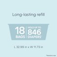 thumbnail image 3 of Diaper Genie Easy Roll Refill, Unscented, Odour Control, 18 Easy Roll bags / holds up to 846 diapers, 3 of 10
