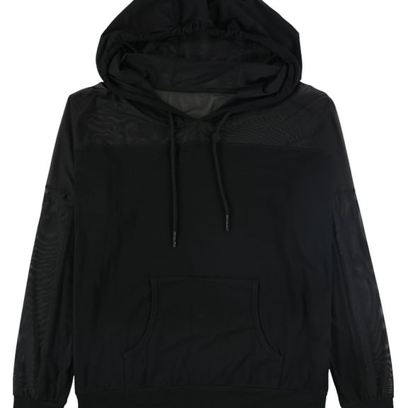 Warrior Womens Mesh Hoodie Basic T-Shirt, Black, X-Large