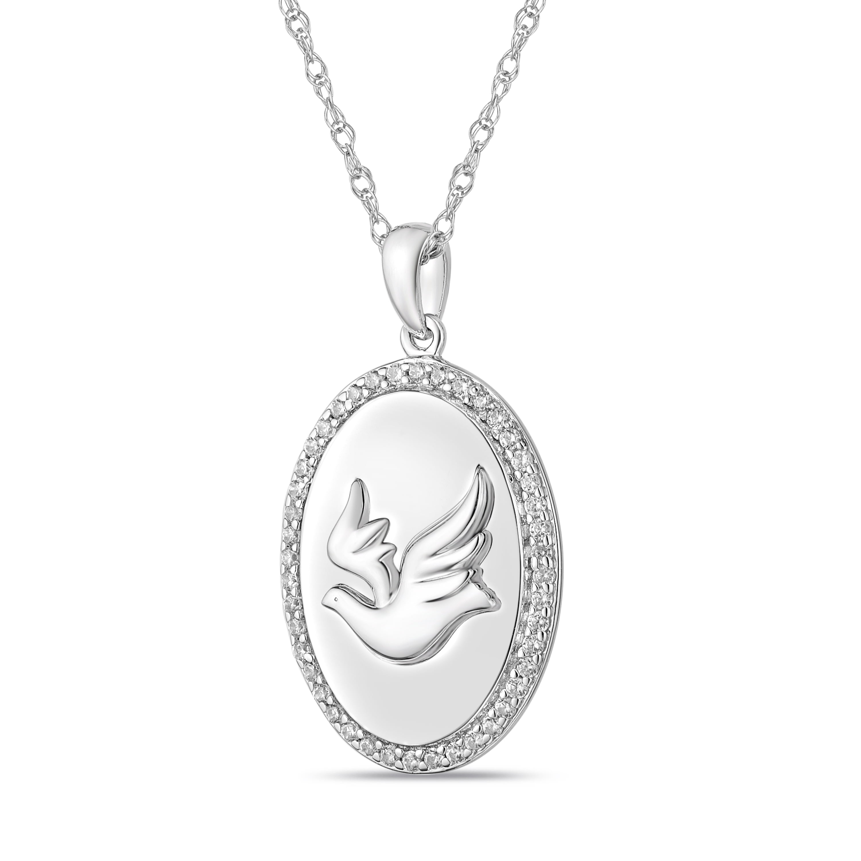 Brilliance 925 Sterling Silver Simulated White Diamond Pendant with 18" Chain