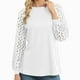 thumbnail image 2 of Blusas de manga larga con encaje hueco, blusa de cuello redondo con manga larga y encaje hueco, claridad notable, 2 of 7