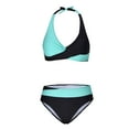 thumbnail image 4 of TrendVibe365 Bikinis for Women 2 Piece Black 2 Piece Plus Size High Waist Thong Swimsuits Wrap Top Bathing Suits Solid Swimwear Beachwear L, 4 of 4