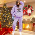 thumbnail image 2 of Heiheiup Ladies Christmas Tree Print Casual Loose Two Piece Pantsuit, 2 of 4