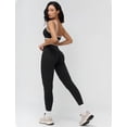 thumbnail image 4 of PISONIC Womens Two Piece Workout Set Spaghetti Straps Color Block Sports Bra Matching High Waist Leggings Gym Work Out Outfits, 4 of 7