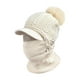 thumbnail image 5 of Pasamontañas de punto térmico, gorro, bufanda para el cuello con pompón, botón calentador, gorro de protección, máscara de esquí de invierno, gorro , beige DYNWAVEMX pasamontañas para motocicleta, 5 of 8