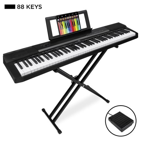 Best Choice Products 88-Key Full Size Digital Piano Electronic Keyboard Set w/ Semi-Weighted Keys, Stand, Sustain Pedal, Built-In Speakers, Power Supply, 6 Voice (Best Stage Piano With Speakers)