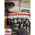 thumbnail image 4 of Outdoor Tablecloth with Umbrella Hole and Zipper, Valentine's Day Square Table Cloth 54x54 Inch Waterproof Tablecloth, Red Loves Truck Romantic Buffalo Plaid Beige Picnic Table Cover for Patio, 4 of 7