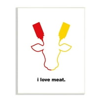 Stupell Industries Ketchup Mustard Bottle I Love Meat Cow Outline , 13 x 19, Design by Atelier Posters