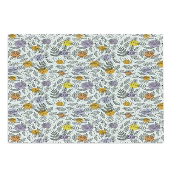 Botanical Cutting Board, Print of Round Blots and Striped Leaf Silhouettes, Decorative Tempered Glass Cutting and Serving Board, in 3 Sizes, by Ambesonne