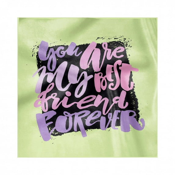 Best Friend Decorative Satin Napkins Set of 4, You are My Best Friend Forever Lettering Cartoon Print, Square Fabric Party & Dinner Napkin, 18", Pale Green Baby Pink, by Ambesonne