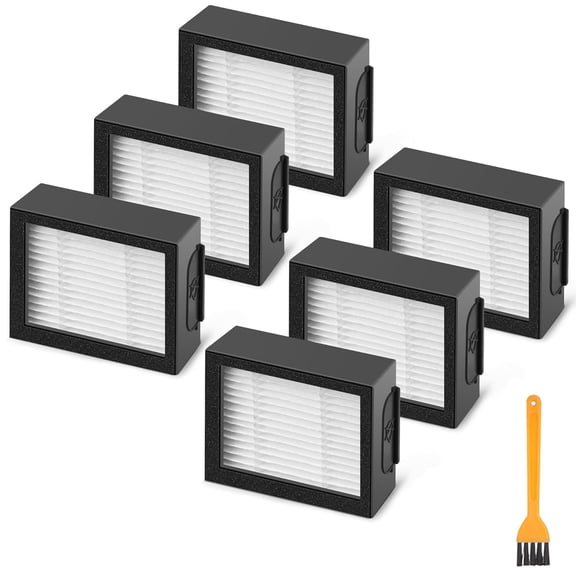 6Pack High Efficiency iRobot Filters,Replacement for iRobot Roomba e, i and j Series i7 i7 /plus i3 i3  E5 E6 E7 i4 i6 i6  i8 i8  Robot Vacuum Cleaners parts,With Cleaning Brush