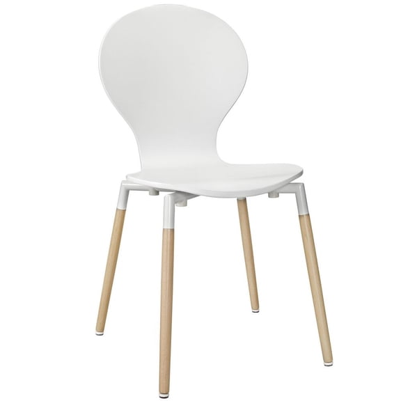 Modway Path 17.5" Modern Wood Dining Side Chair in White Finish
