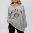thumbnail image 2 of Boston Print Hoodies for Women Long Sleeve Hooded Sweatshirt Fall Casual Pullover Sweater, 2 of 4