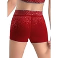 thumbnail image 4 of Hansber Girls Shiny Rhinestones Ballet Dance Shorts Gymnastics Boyshorts Active Sports Yoga Knickers Burgundy 8, 4 of 5