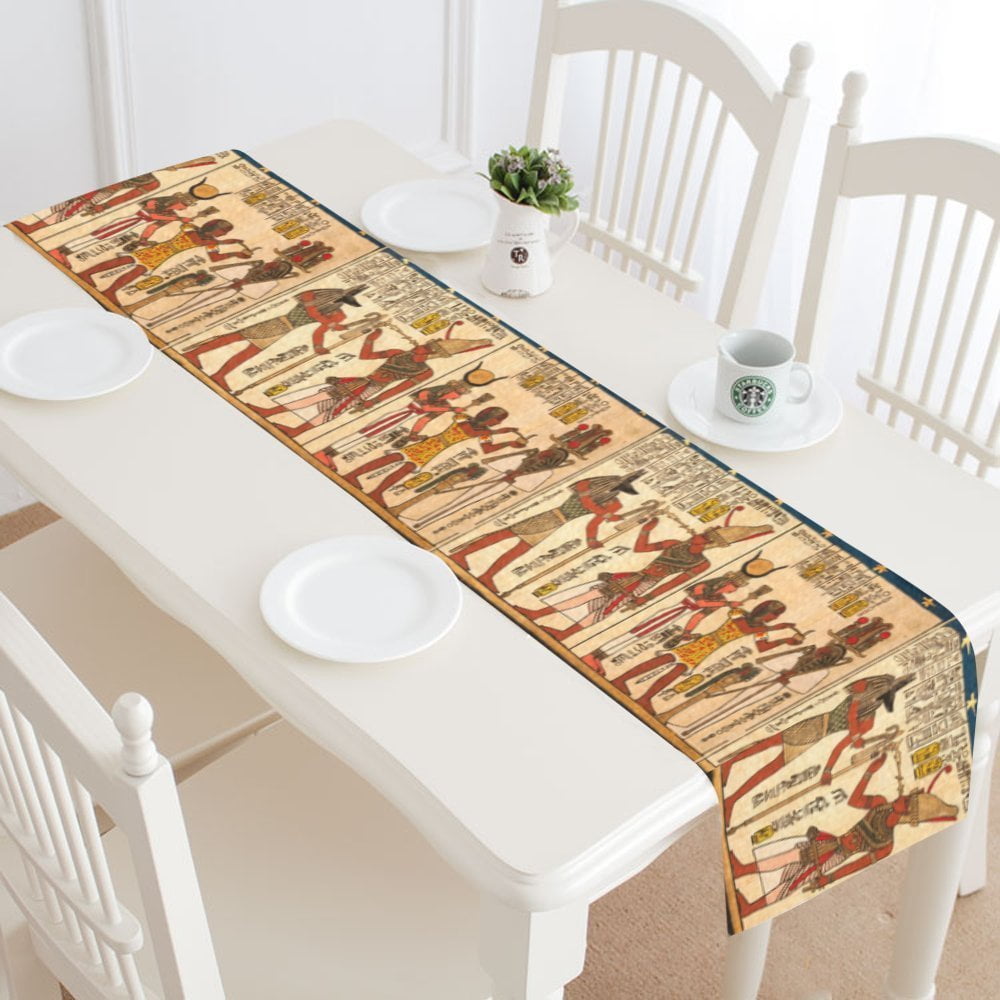 MYPOP Ancient African Egypt Table Runner Home Decor 14x72 Inch, Antique