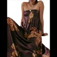 thumbnail image 3 of Vestido Maxi Floral para Mujer, Sin Mangas, Espalda Descubierta, Corte A, , Fluido, con Espalda Hueca y Tirantes Finos Marrón S, 3 of 8