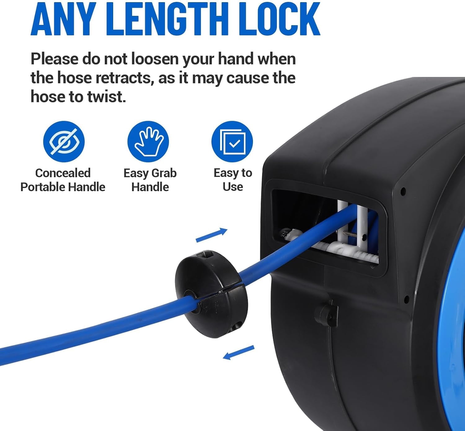 QinaQin Retractable Air Hose Reel, 3/8 Inch Hybrid Hose Reel with 300 PSI Max Pressure and 180 Degree Swivel Mount