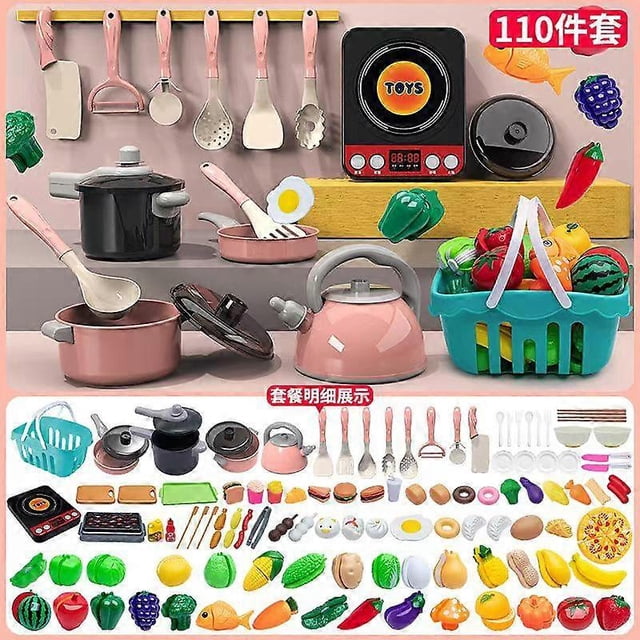 Children Cutting Play Food Toys,Kitchen Pretend Toy Role Play Cutting Fruits Food Toy& Cookware Pot& Pan Set,Kitchenware and Cooking Utensil Education