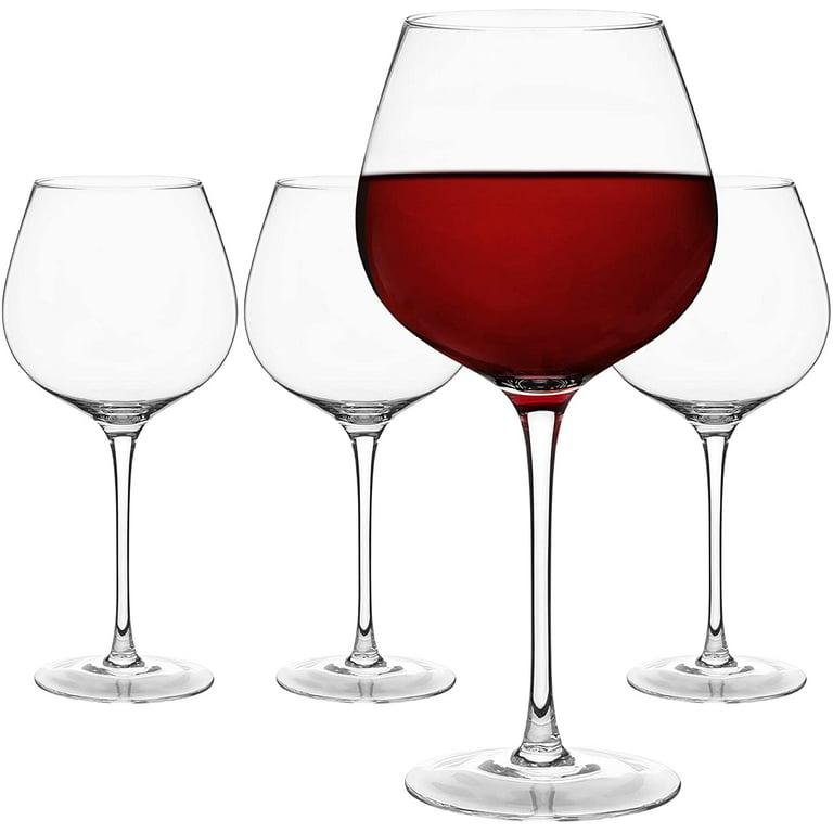 Elixir Glassware Red Wine Glasses – Large Wine Glasses, Hand Blown – Set of 4 Long Stem Wine Glasses, Premium Crystal – Wine Tastin