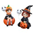 thumbnail image 2 of Decoración de fiesta de Halloween, resina, calabaza, cabeza, esqueleto, bruja, conjunto de decoración, 2 of 5